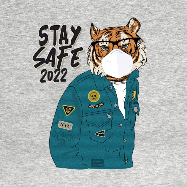 Awesome Chinese Tiger Stay Safe Masks Pandemic New Year 2022 by porcodiseno